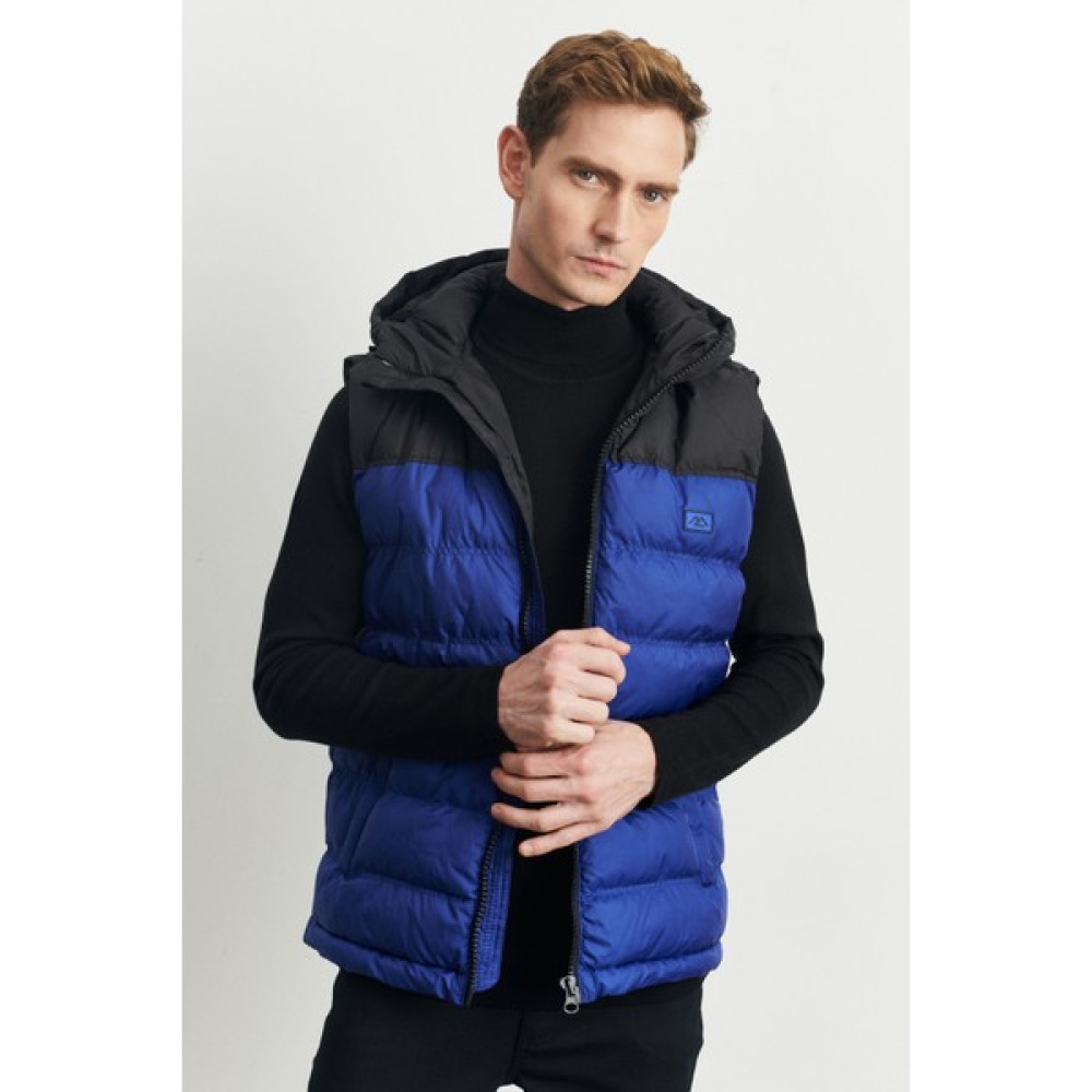 AC&Co / Altınyıldız Classics Erkek Sıyah Saks Standart Fit Normal Kesim Kapüşonlu Şişme Yelek Erkek Yelek Fiyatı