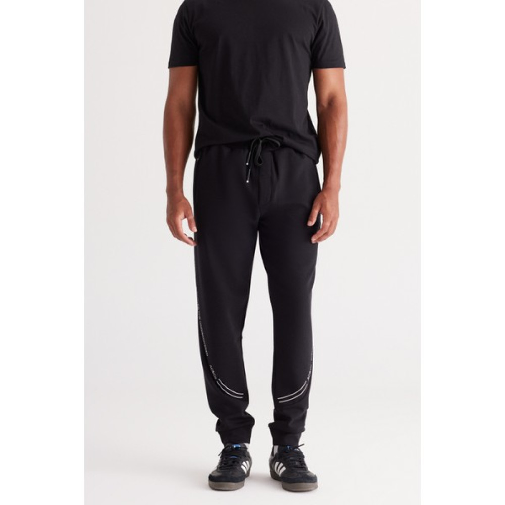 AC&Co / Altınyıldız Classics Erkek Siyah Standart Fit Normal Kesim Baskılı Eşofman Altı Erkek Eşofman Fiyatı