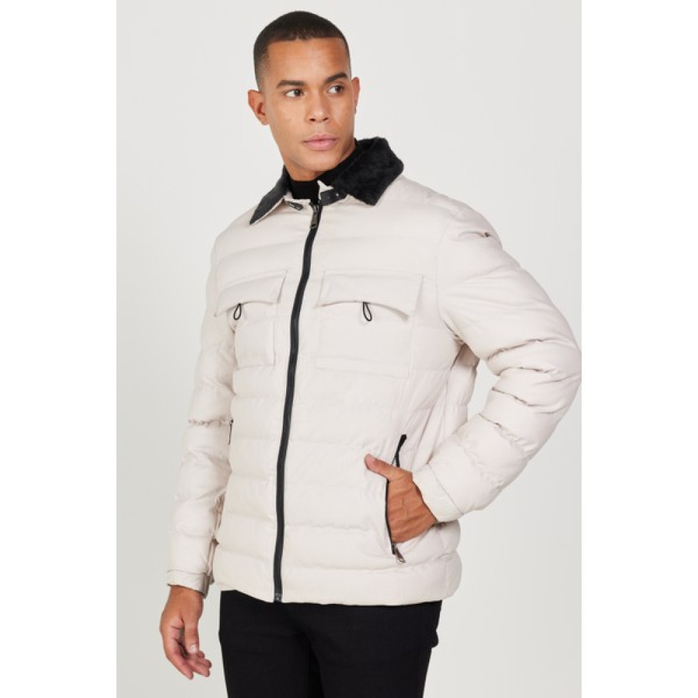 AC&Co / Altınyıldız Classics Erkek Taş Standart Fit Normal Kesim Dik Yaka Desenli Mont Erkek Mont Fiyatı