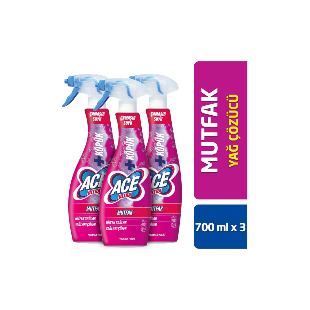 ACE Ultra Çamaşır Suyu Köpük Mutfak Ferahlık Etkisi 700ml X3 Ağız ve Diş Sağlığı Fiyatı