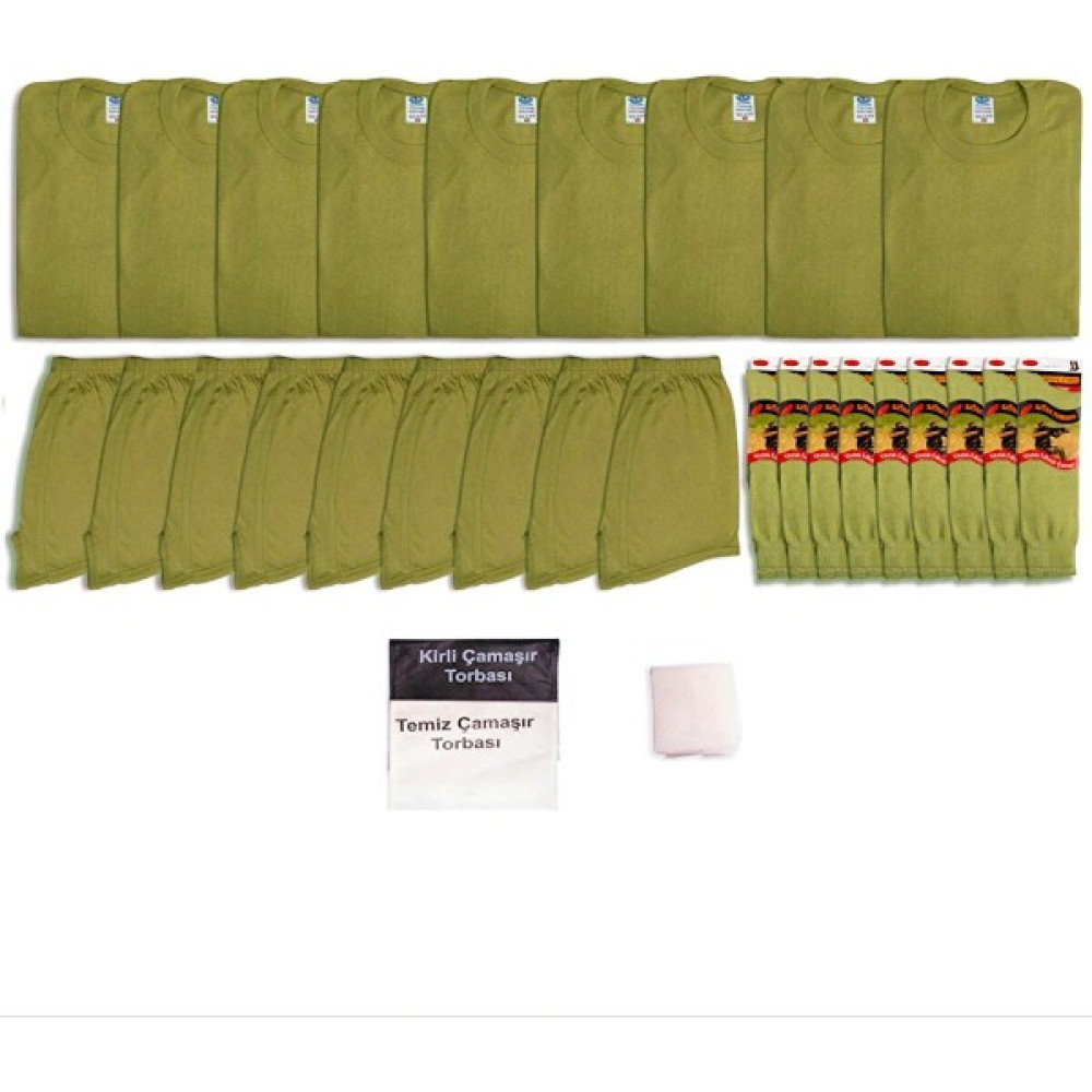 Acemi Bedelli Askerlik Seti 9'lu Yarım Kollu Atlet - Boxer -Çorap Kirli Temiz File - XL - Bej Oto Boyaları Fiyatı