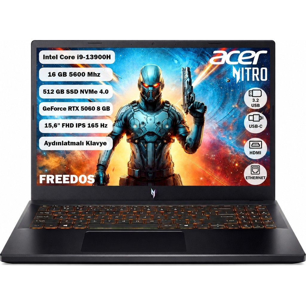 Acer ANV15-52 i9-13900H 16 GB Ram 512 GB SSD Rtx 5060 15.6" Fhd IPS 165 Hz Freedos NH.QZ8EY.004 Ekran Kartları Fiyatı