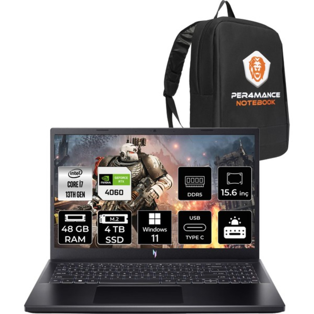 Acer Nitro V 15 Intel Core I7 13620H 48GB 4tb SSD RTX4060/8GB 15.6" Fhd 165Hz W11H Taşınabilir Bilgisayar & Per4 Çanta NHQQEEY006P330 Oto Boyaları Fiyatı