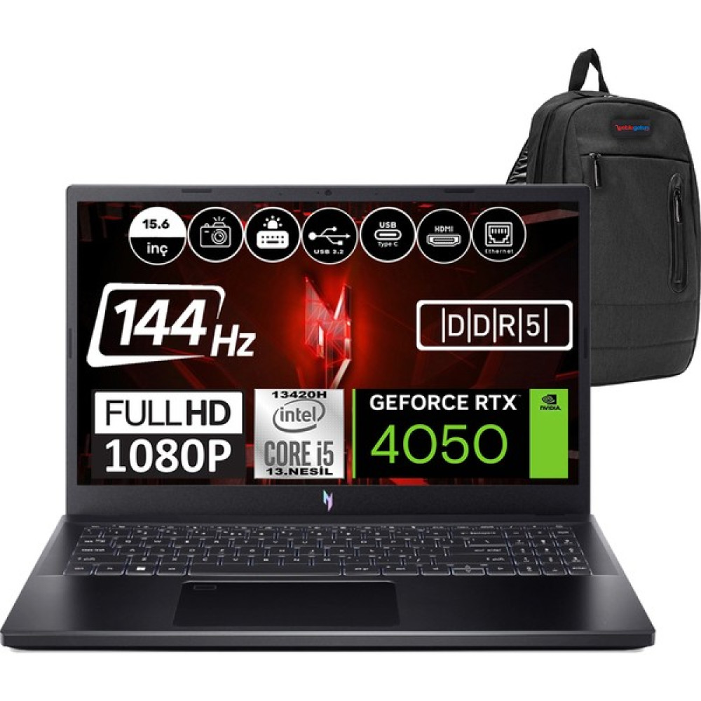 Acer Nitro V15 ANV15-51-57XV Intel Core I5 13420H Ddr5 64GB 2tb SSD RTX4050-6GB Windows 11 Pro 15.6" 144HZ Fhd Taşınabilir Bilgisayar NHQNBEYP09 + Zetta Çanta Oto Boyaları Fiyatı