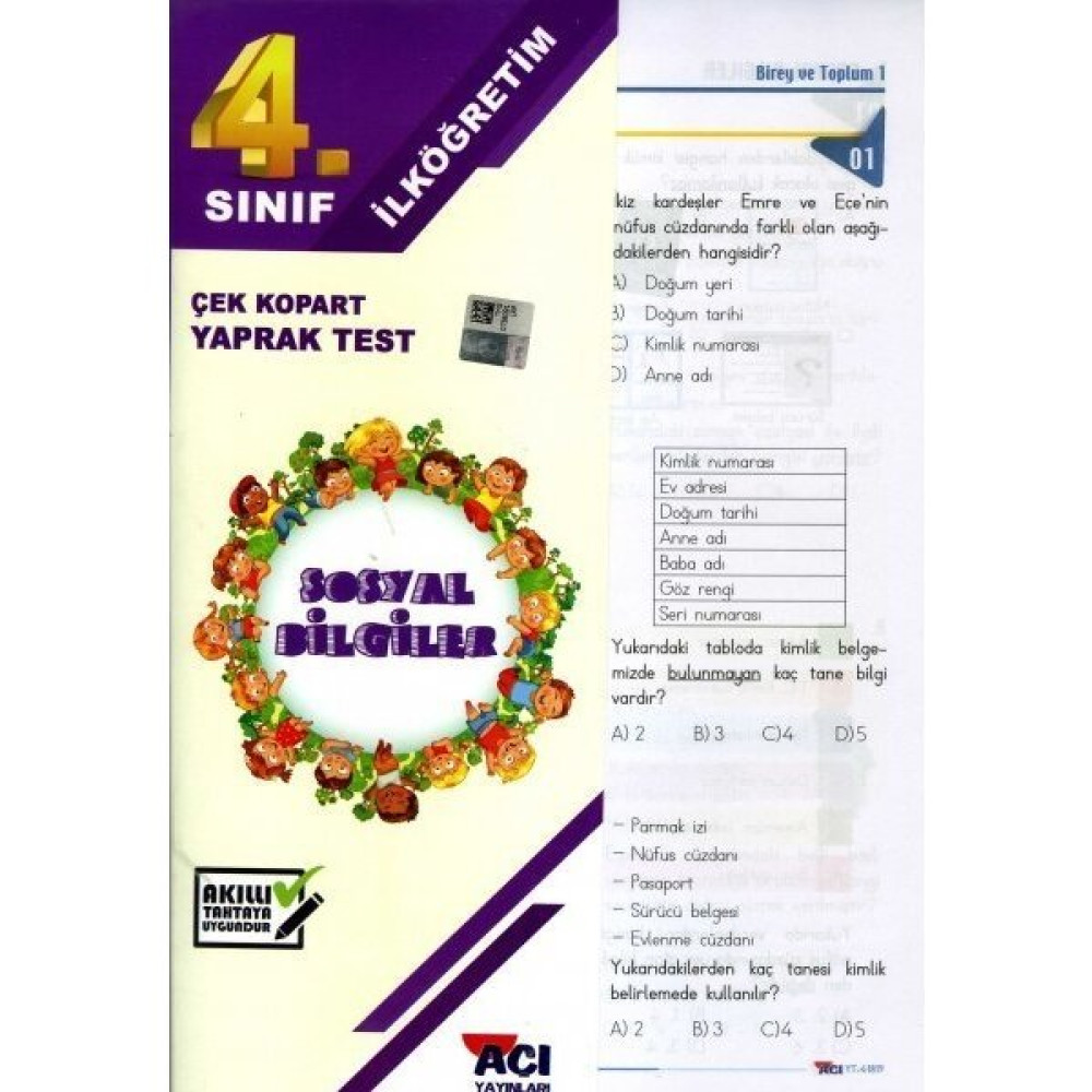 Açı 4. Sınıf Sosyal Bilgiler Çek Kopart Yaprak Test Yaprak Testler Fiyatı