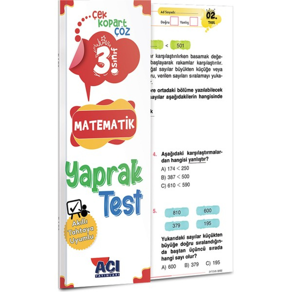 Açı Yayınları 3. Sınıf Matematik Çek Kopart Yaprak Test Matematik Fiyatı