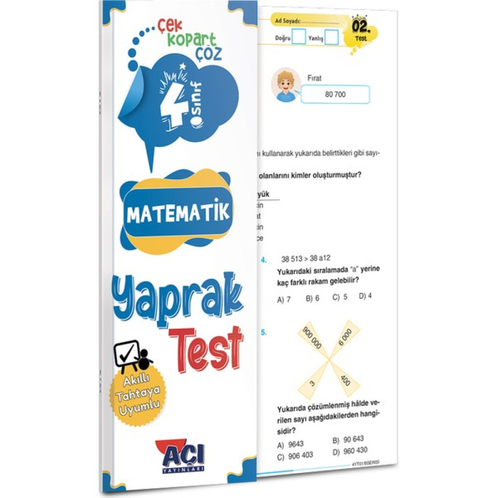 Açı Yayınları 4. Sınıf Matematik Çek Kopart Yaprak Test Matematik Fiyatı