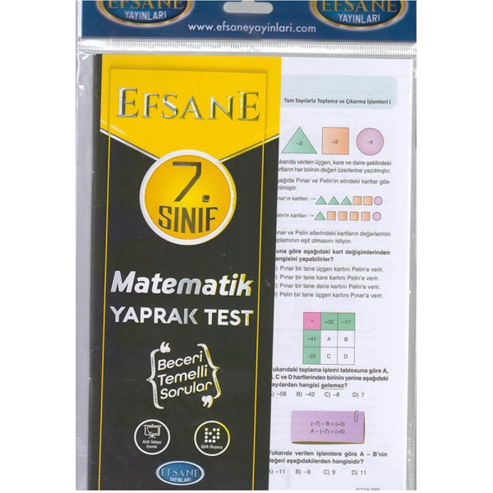 Açı Yayınları Efsane / 7.sınıf Matematik Yaprak Test Matematik Fiyatı