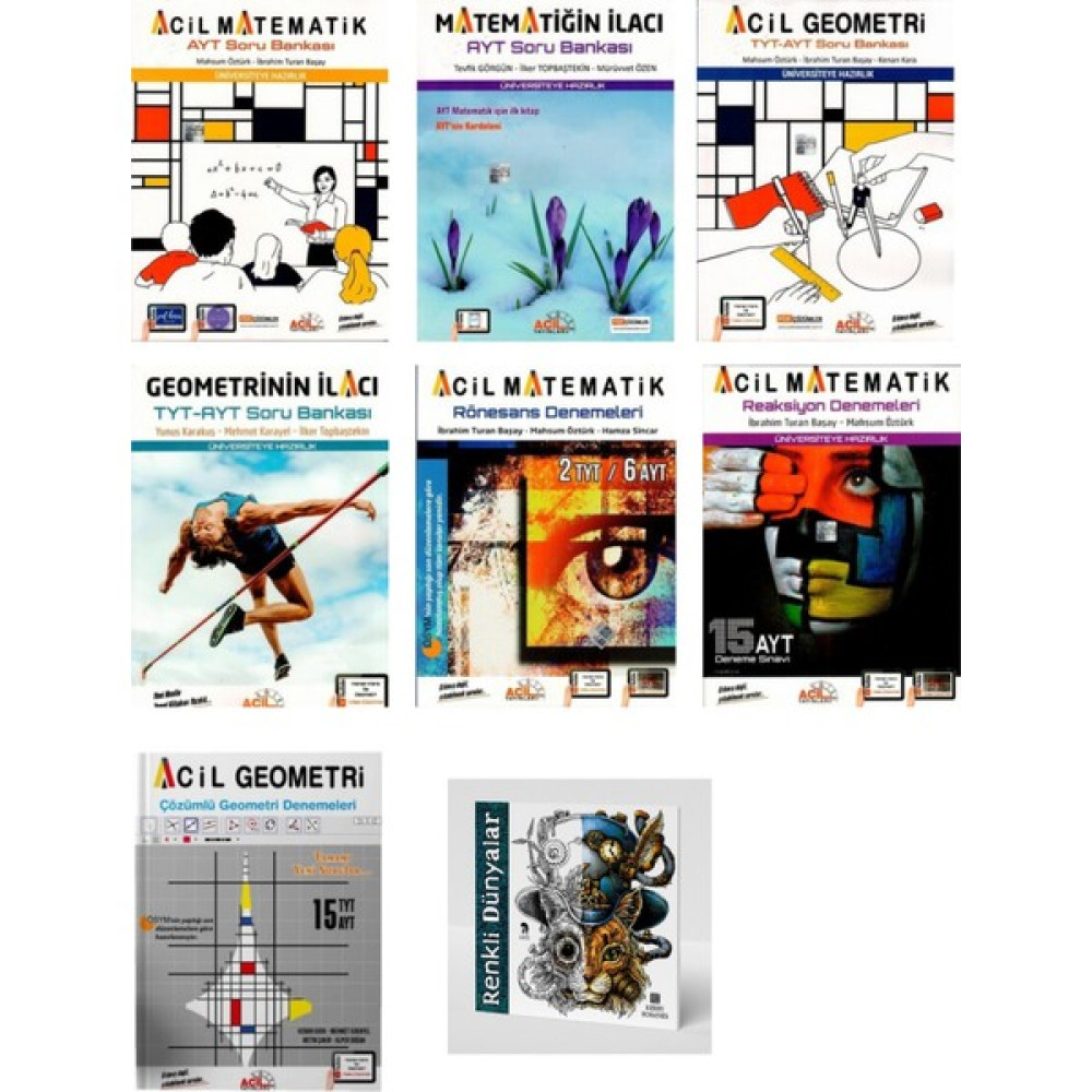 Acil Yayınları 2023 Acil Yayınları Ayt Matematik & Geometri Soru Bankası + Deneme Seti 7 Kitap (Hediyeli) Temel Yeterlilik Testi (TYT) Fiyatı