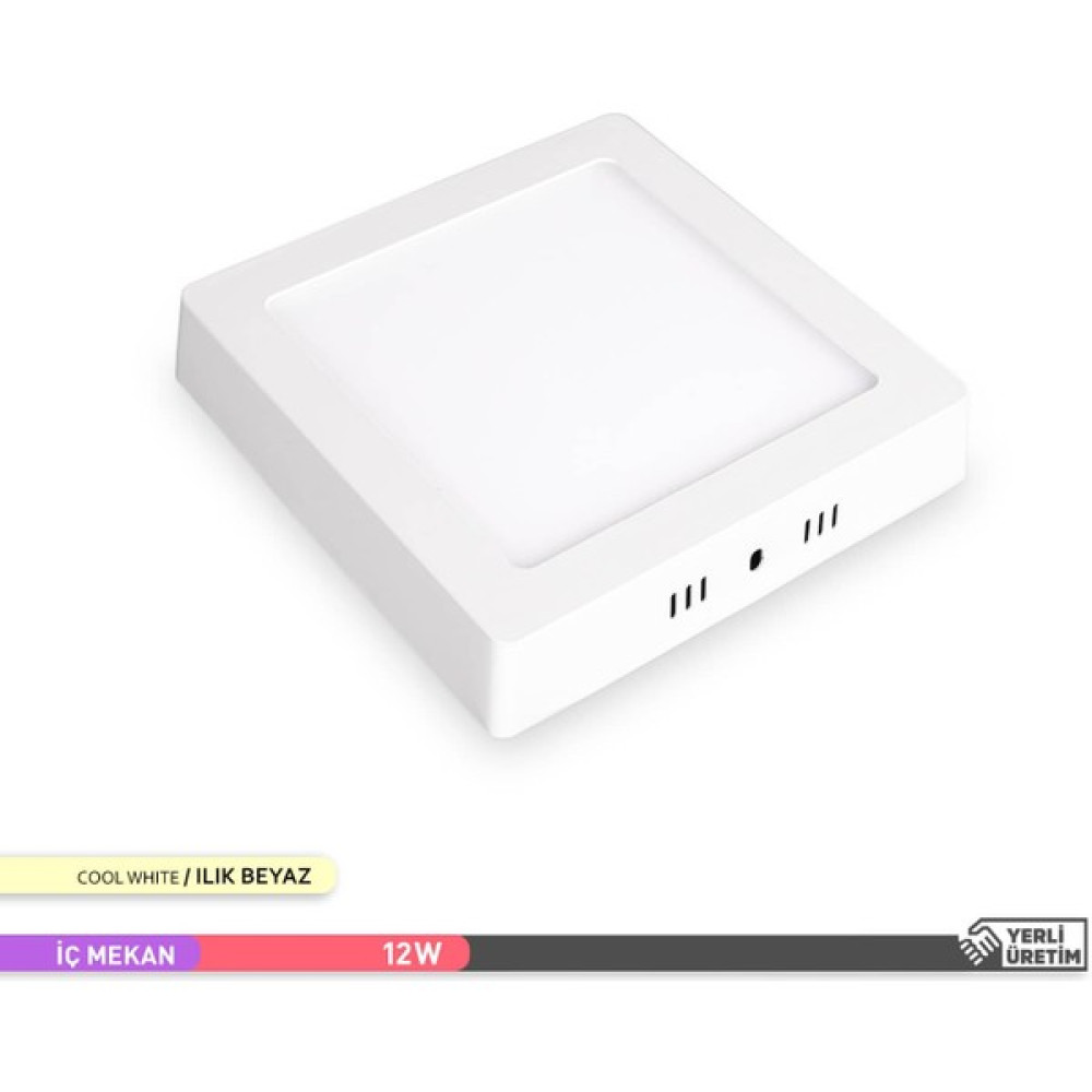 ACK 12W Sıva Üstü Kare LED Panel Armatür Beyaz Gövde 4000K Ilık Beyaz Armatür Fiyatı