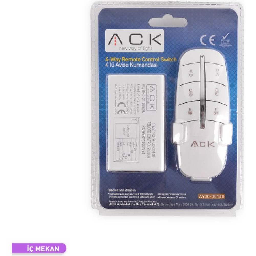 Ack 4 Lü Avize Kumandası 220V 200W-1000W - tok Elektrikli El Aletleri Fiyatı