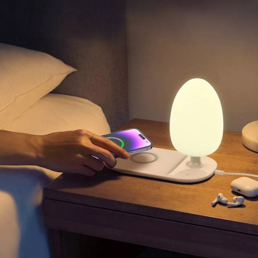 Acl 2 Si 1 Arada LED Rgb Masa Lambası Hızlı Kablosuz Şarj Istasyonu Telefon Şarjlı Masa Lambası - Beyaz Masa Lambası Fiyatı