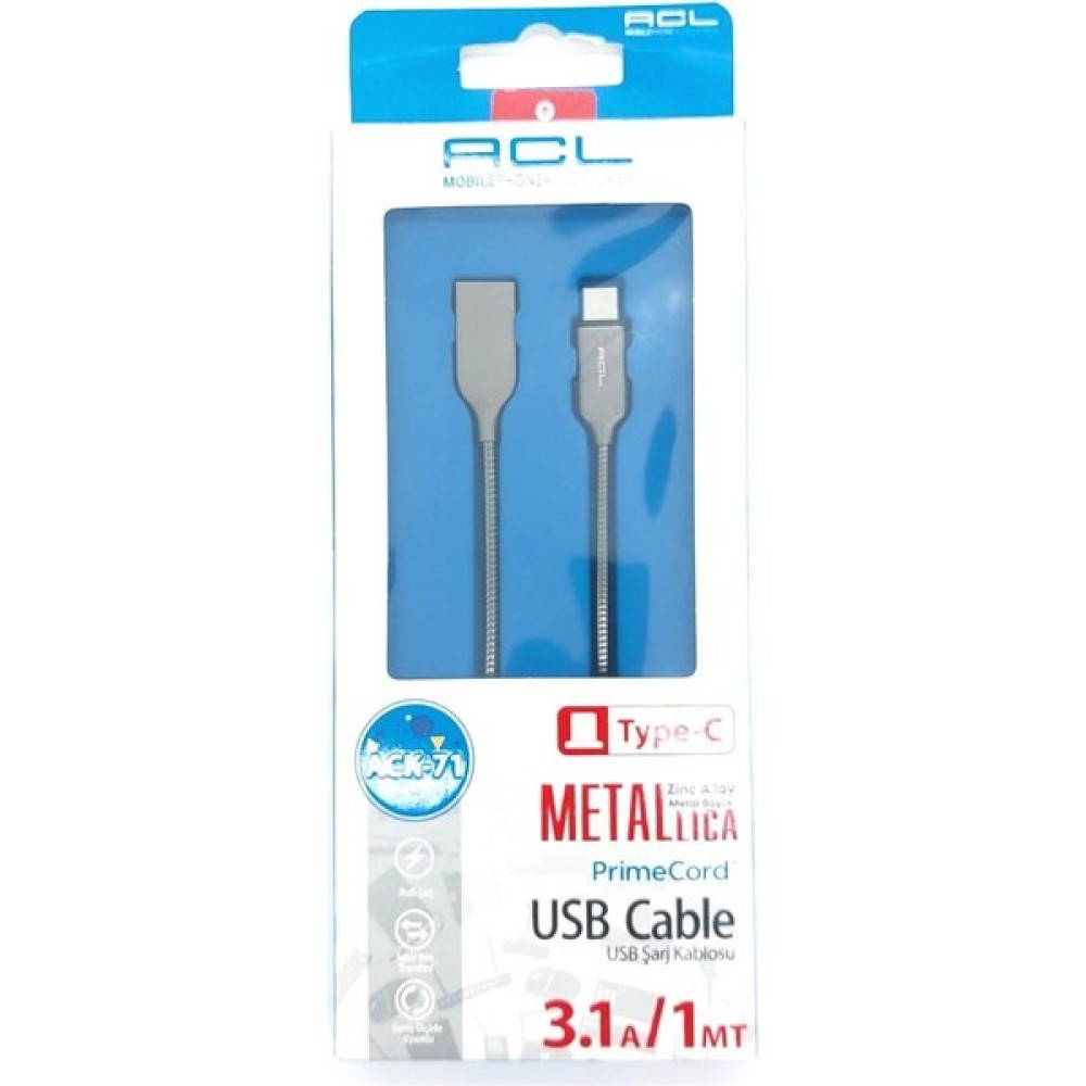 Acl Ack-71 Type-C Metal Başlık USB Şarj Kablosu - Beyaz Cep Telefonu Şarj Cihazı Fiyatı