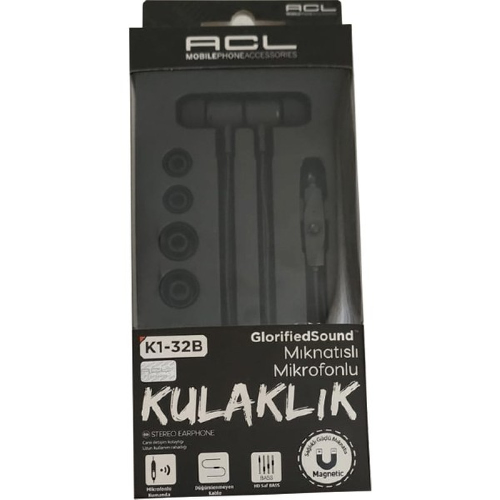 Acl Mıknatıslı Mikrofonlu Kulaklık - Siyah Kulak İçi Kulaklık Fiyatı
