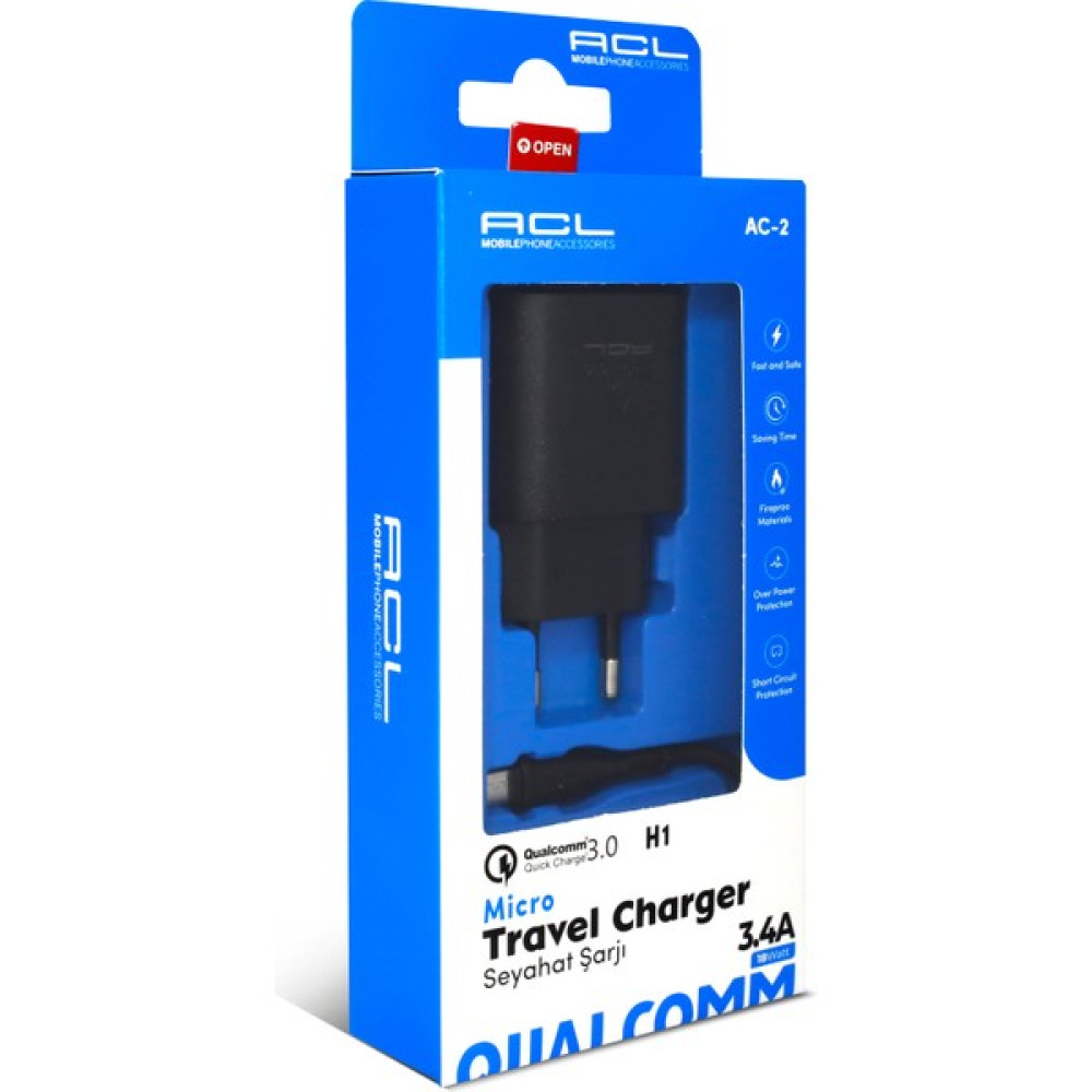 Acl Q.c 3.0 3.4 Amper 18 Watt Micro Hızlı Şarj - 1 Metre Kablo Cep Telefonu Şarj Cihazı Fiyatı