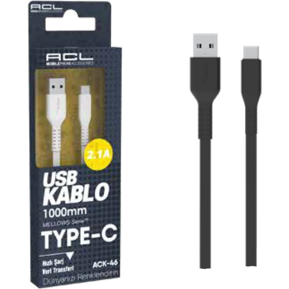 Acl USB Type C Sarj Data Kablosu Ack-46 Beyaz Cep Telefonu Şarj Cihazı Fiyatı