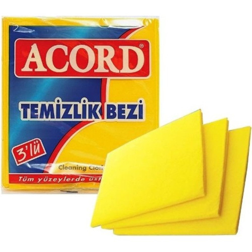 Acord 3 Lü Sarı Temizlik Bezi 35X38 - Renkli Banyo Aksesuarları Fiyatı