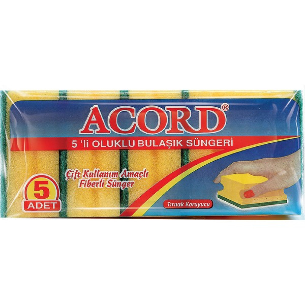 Acord Oluklu Bulaşık Süngeri 5'li Bulaşık Yıkama Fiyatı