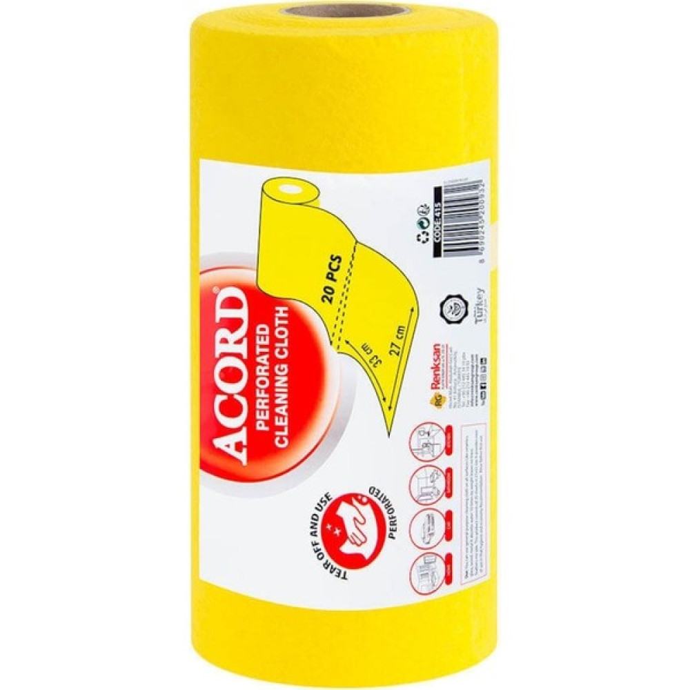 Acord Perforeli Temizlik Bezi 33X27 cm 20 Yaprak Rulo (Kod: 415) Temizlik Malzemeleri Fiyatı