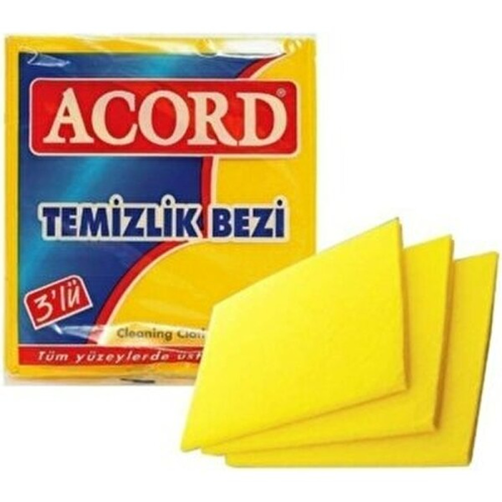 Acord Sarı Temizlik Bezi 3'lü - Renkli - Standart Temizlik Malzemeleri Fiyatı