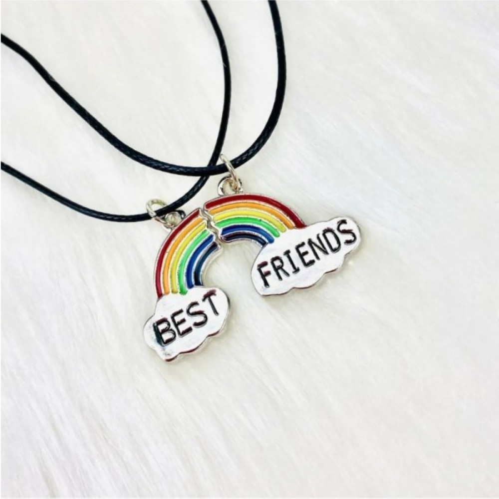 Acousticworld Gökkuşağı Rengsrenk Renkli Best Friends Kolye Bff Ikili Arkadaşlık Kolyesi Bijuteri Kolye Fiyatı