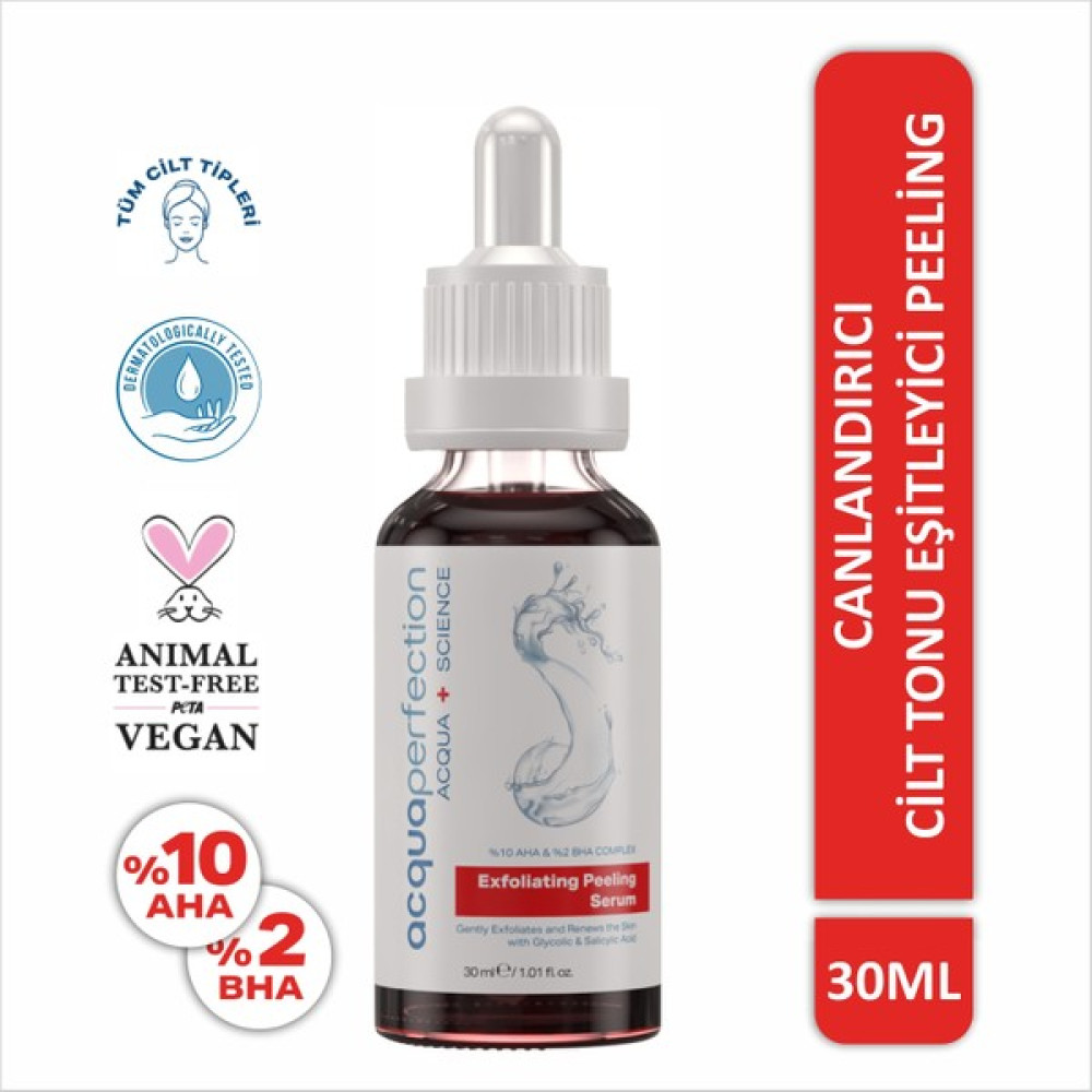 Acqua Perfection 10% Aha + 2% Bha Yenileyici & CanlandırıcıCilt Tonu Eşitleyici Kırmızı Exfoliating Peeling Serum (Ölü Hücre Temizleyici Etkili) 30ML Cilt Pürüzsüzleştirici Etki Oto Boyaları Fiyatı