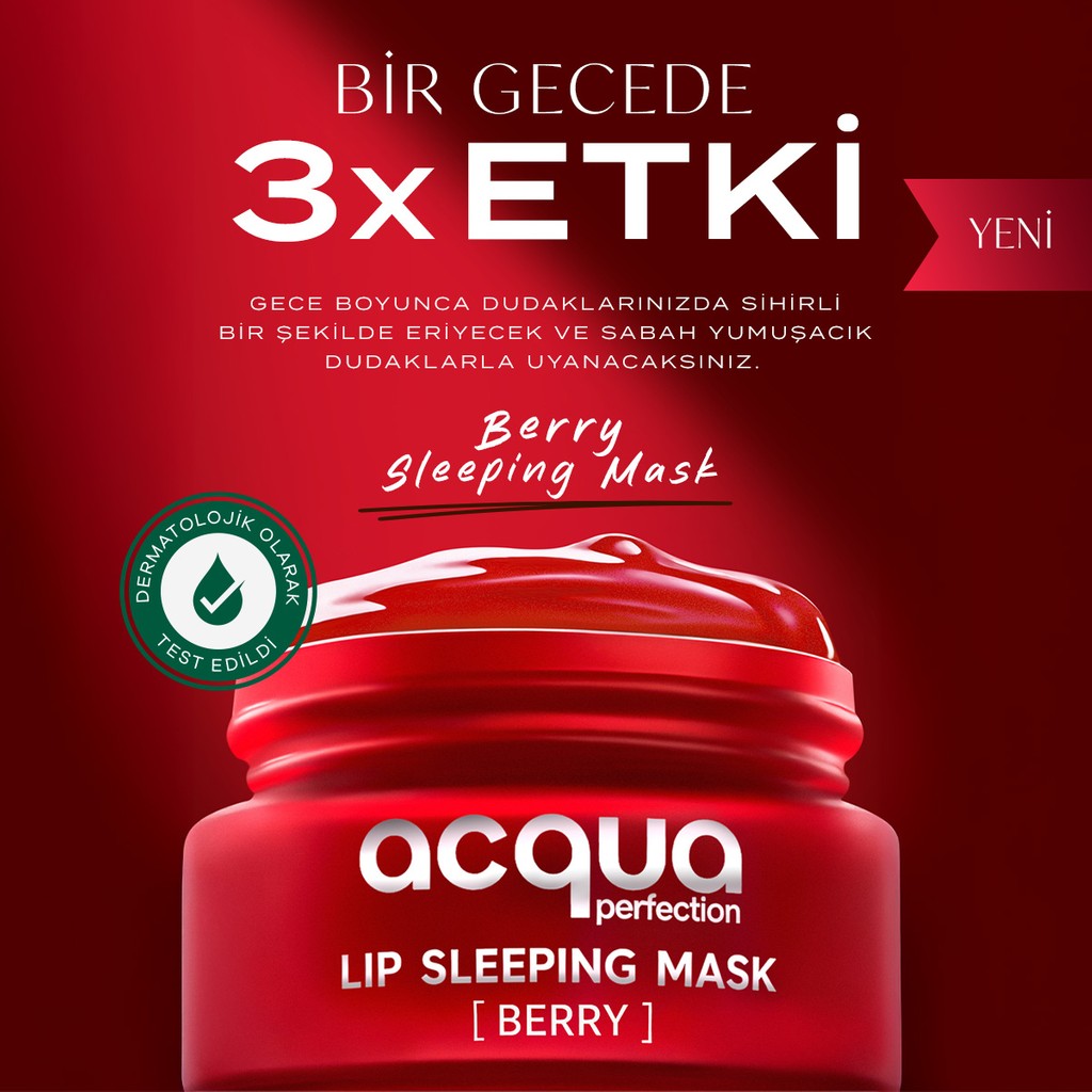 Acqua Perfection Lip Sleeping Mask Berry | Onarıcı & Canlandırıcı Dudak Maskesi | Pürüzsüzleştirici Etki - Yok Diğer Fiyatı