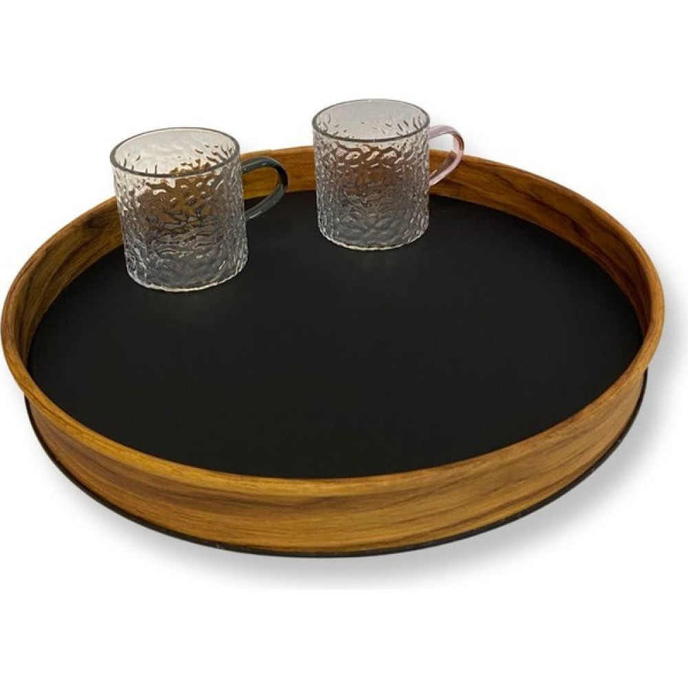 Acr Store Dama Desenli Yuvarlak Metal Dekoratif Çay Kahve Sunum Tepsisi 33 cm - Siyah - Siyah Servis Tepsisi Fiyatı