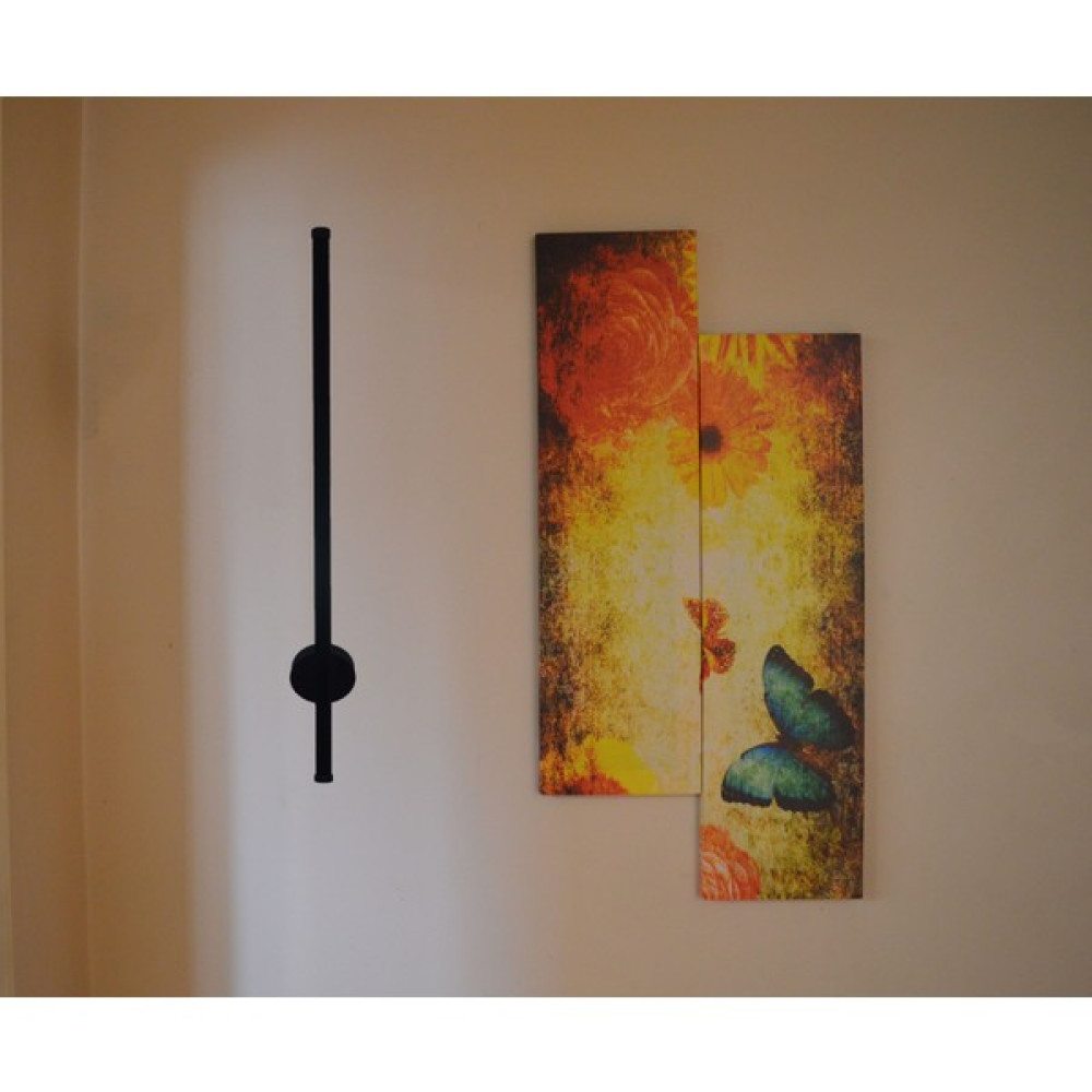 Acrolite 70 cm Modern Dekoratif Çubuk LED Duvar Aplik (Yuvarlak Rozanslı) - 3000K - Siyah Aplikler Fiyatı