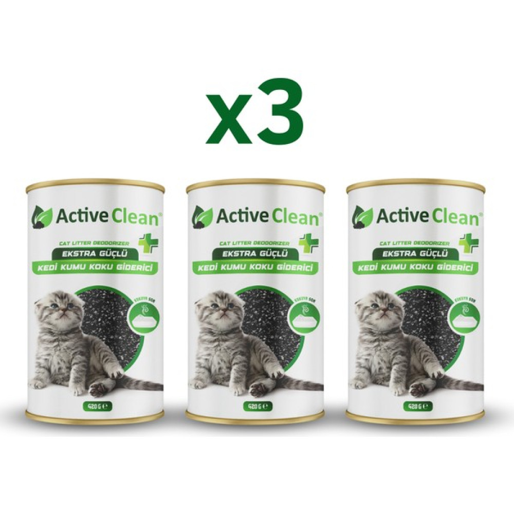 Active Clean Plus Kedi Kumu Koku Giderici 420 gr 3'lü Set Evcil Hayvan Ürünleri Fiyatı