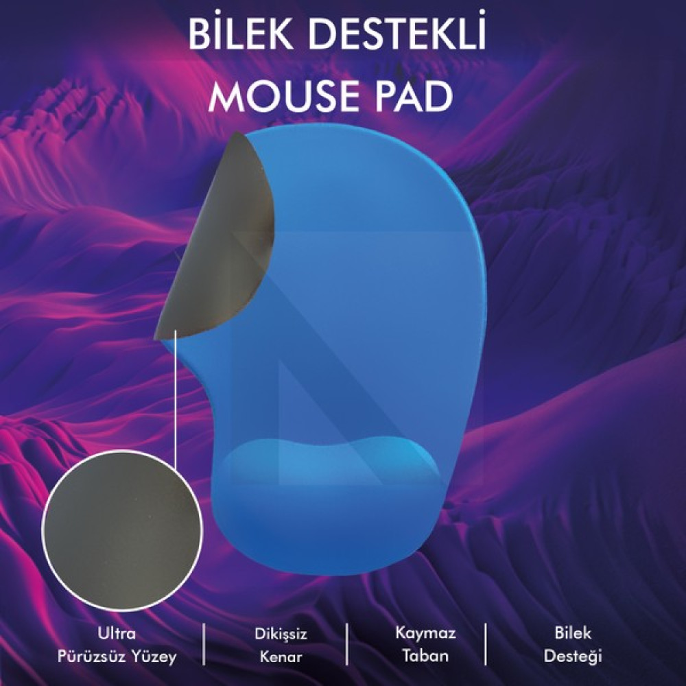 Active Team MP01 - Mavi Elips Bilek Destekli Mouse Pad | Konforlu, Kaymaz Taban, Ergonomik, Yumuşak, Ev,Ofis Mouse Pad Fiyatı