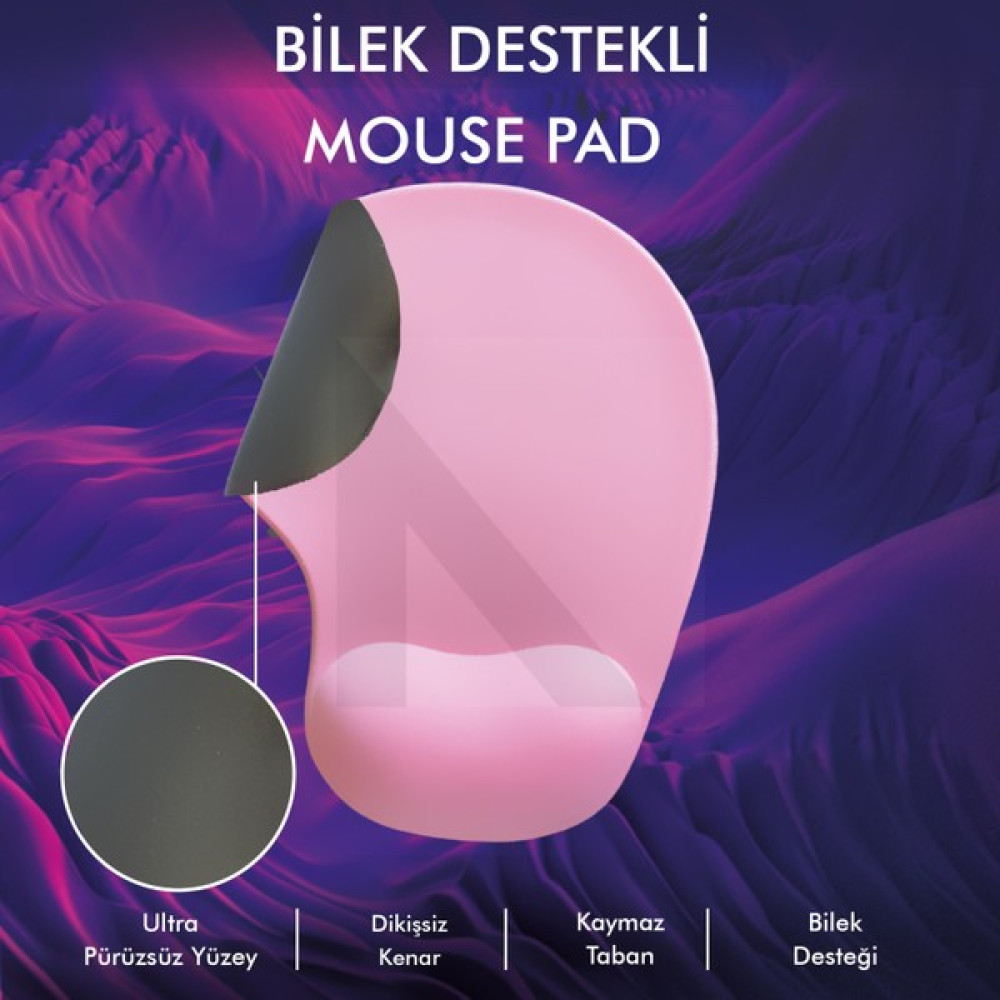 Active Team MP01 - Pembe Elips Bilek Destekli Mouse Pad | Konforlu, Kaymaz Taban, Ergonomik, Yumuşak, Ev,Ofis Mouse Pad Fiyatı