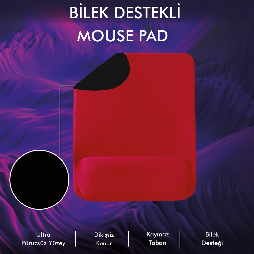 Active Team MP02 - Dörtgen Bilek Destekli Mouse Pad | Konfor, Kaymaz Taban, Ergonomik, Yumuşak, Ev,ofis - Kırmızı Mouse Pad Fiyatı