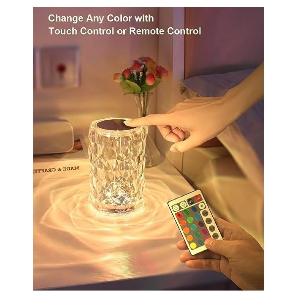 Activeon Home Kristal Lamba 16 Renk LED Masa Lambası Başucu Lambası Dokunmatik Karartma ve Uzaktan Kumanda Masa Lambası USB Şarj Gece Lambası Kablosuz Gece Lambası Fiyatı