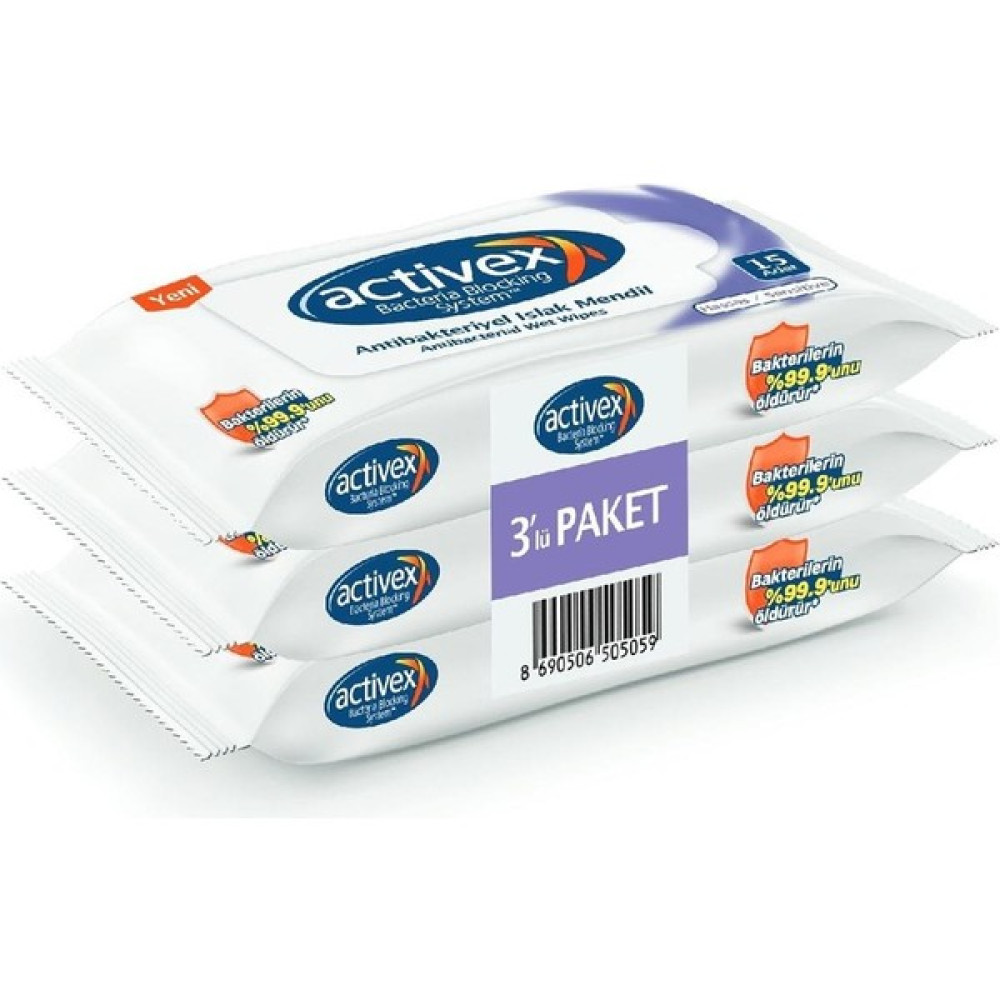 Activex Antibakteriyel Islak Mendil Hassas 3lü Cep Boy 45 Yaprak - 18 Bebek Bakım Fiyatı