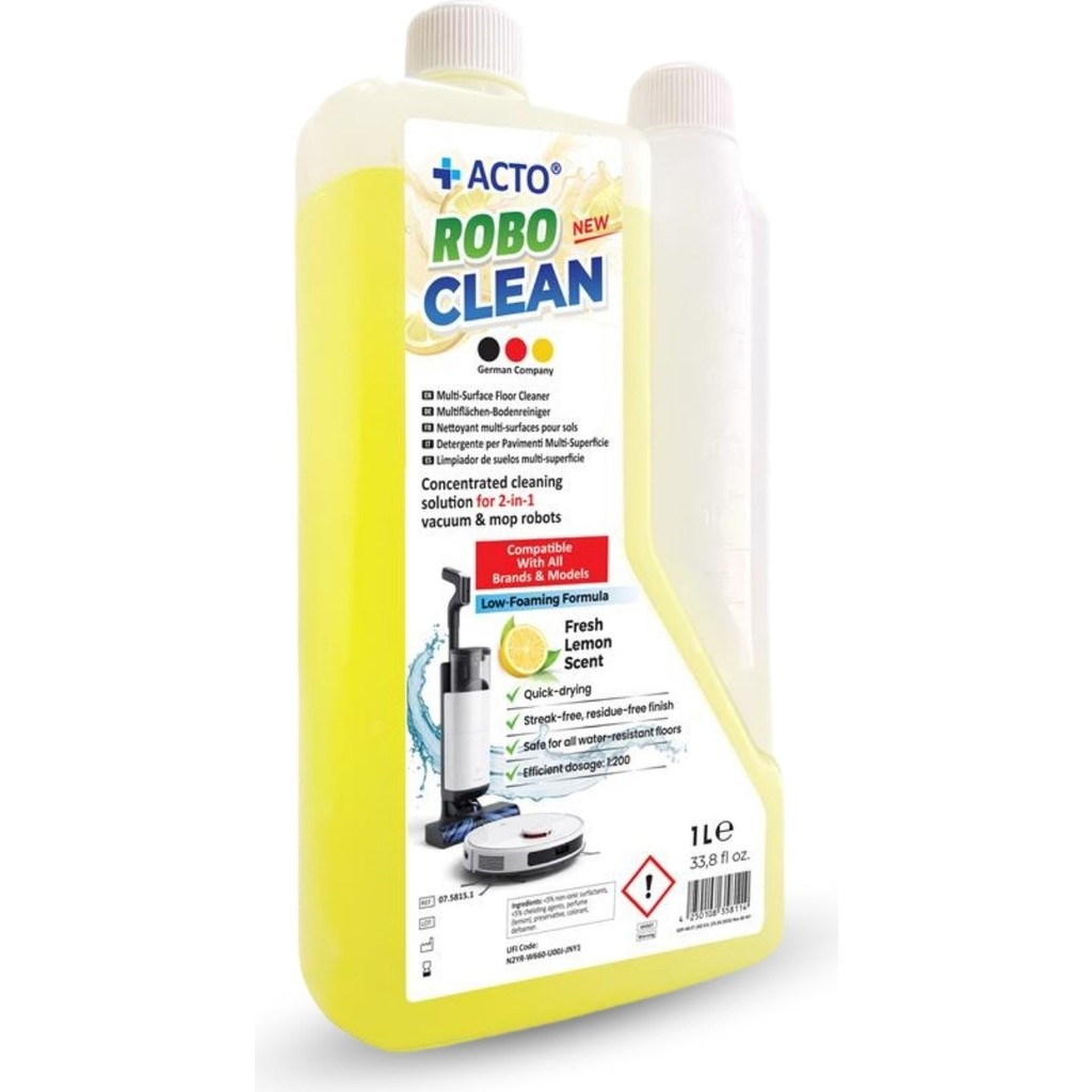 Acto® Robo Clean – Robot & Islak Dikey Süpürgeler Için Konsantre Yüzey Temizleyici - Sarı Deterjan ve Temizlik Ürünleri Fiyatı