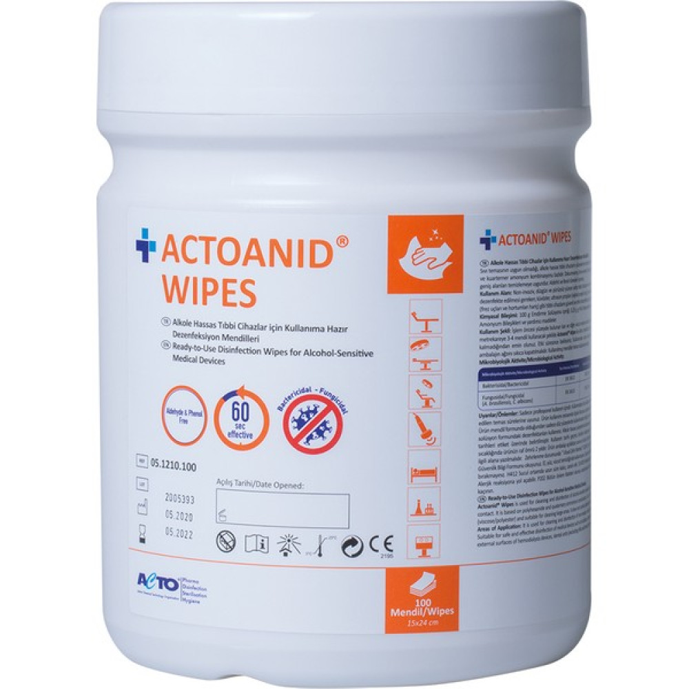 Actoanid Wipes 100 Pcs Dezenfeksiyon Mendili Hijyen ve Temizlik Fiyatı