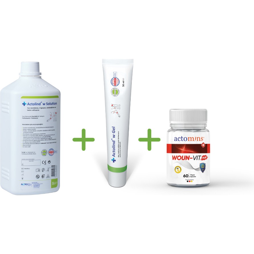Actolind Actolınd® 1l Yara Iyileştirme Solüsyonu+50 ml Yara Iyileştirme Jeli+Actomins® Woun-Vit Plus 3'lü Set Medikal Ürünler Fiyatı