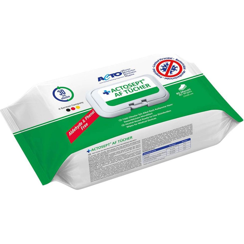 Actosept Actosept® Af Tücher 80 Mendil | Yüzeyler Için Alkol Bazlı Kullanıma Hazır Dezenfeksiyon Mendili Diğer Fiyatı