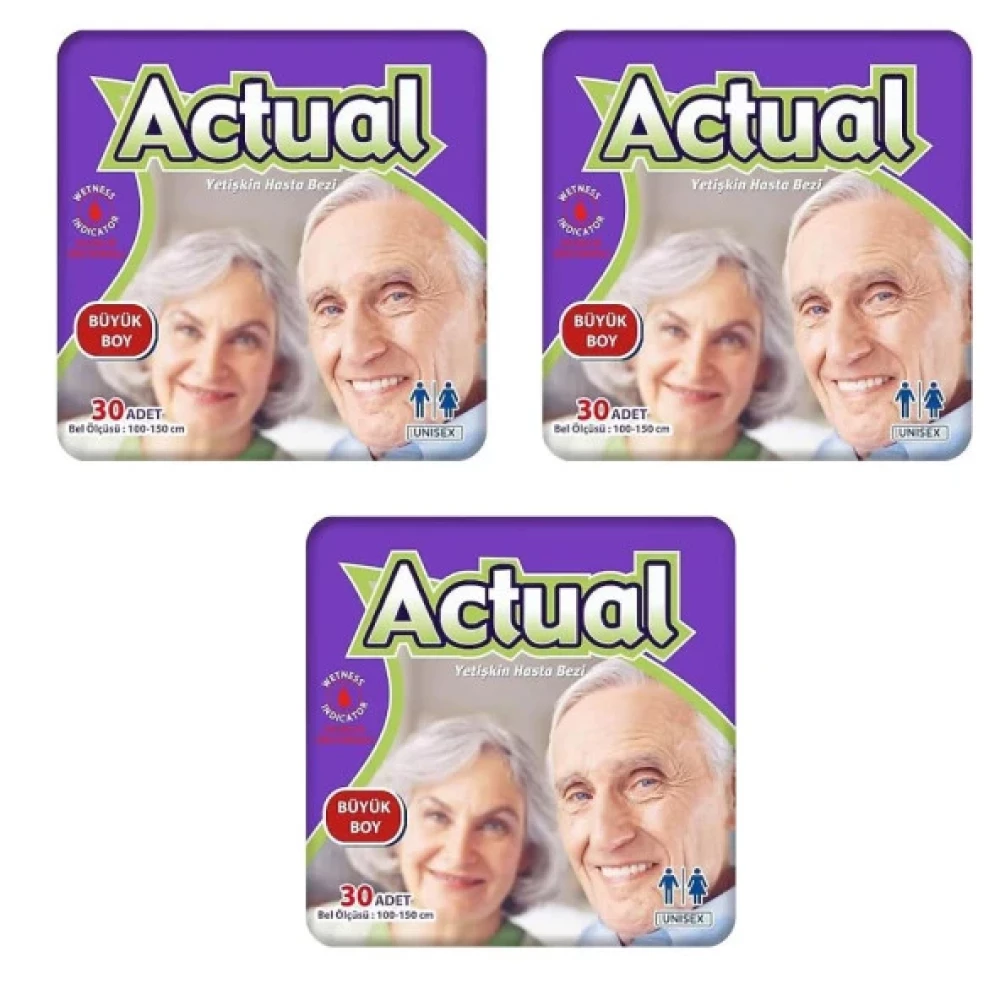 Actual 30'Lu 3 Adet Large Yetiskin Hasta Bezi Hasta Bezleri ve Temizliği Fiyatı
