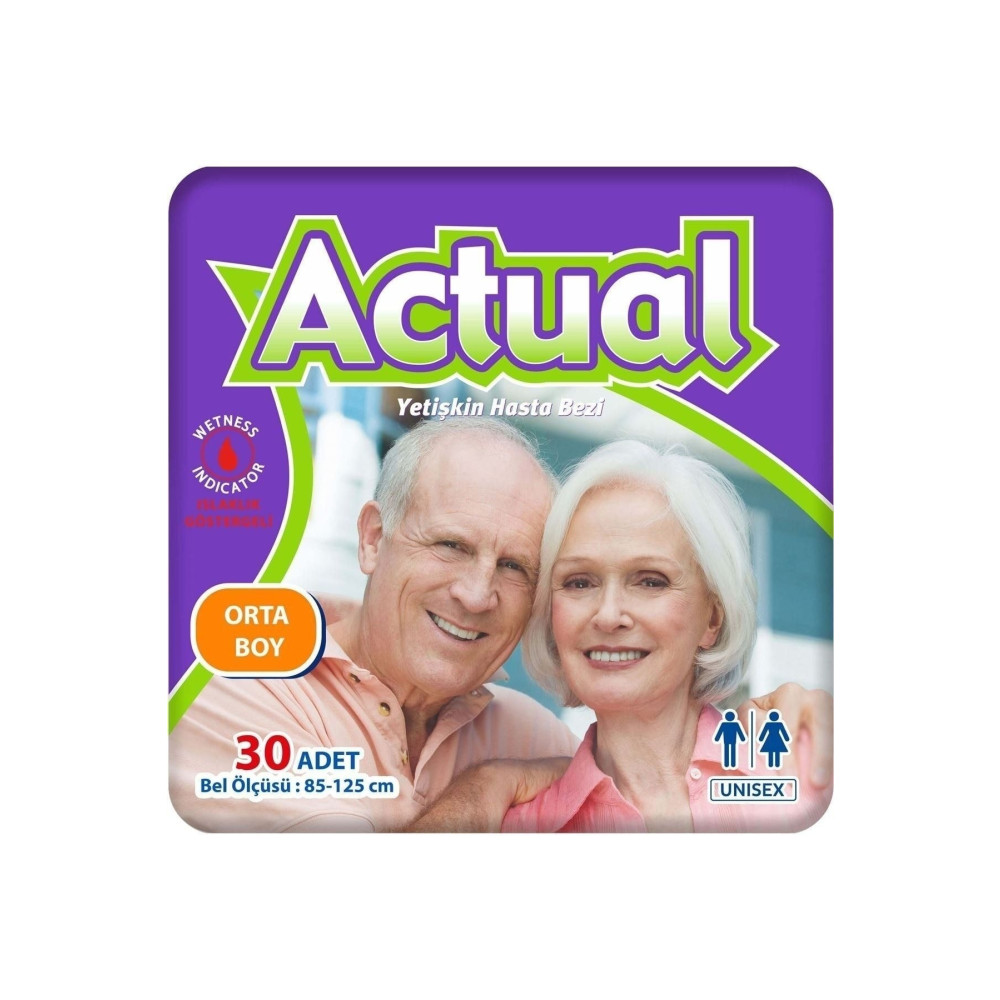 ACTUAL Medium Beden Orta Boy Yetişkin Hasta Bezi Cırtlı Bel Bantlı 30 Adet Hasta Bezleri ve Temizliği Fiyatı