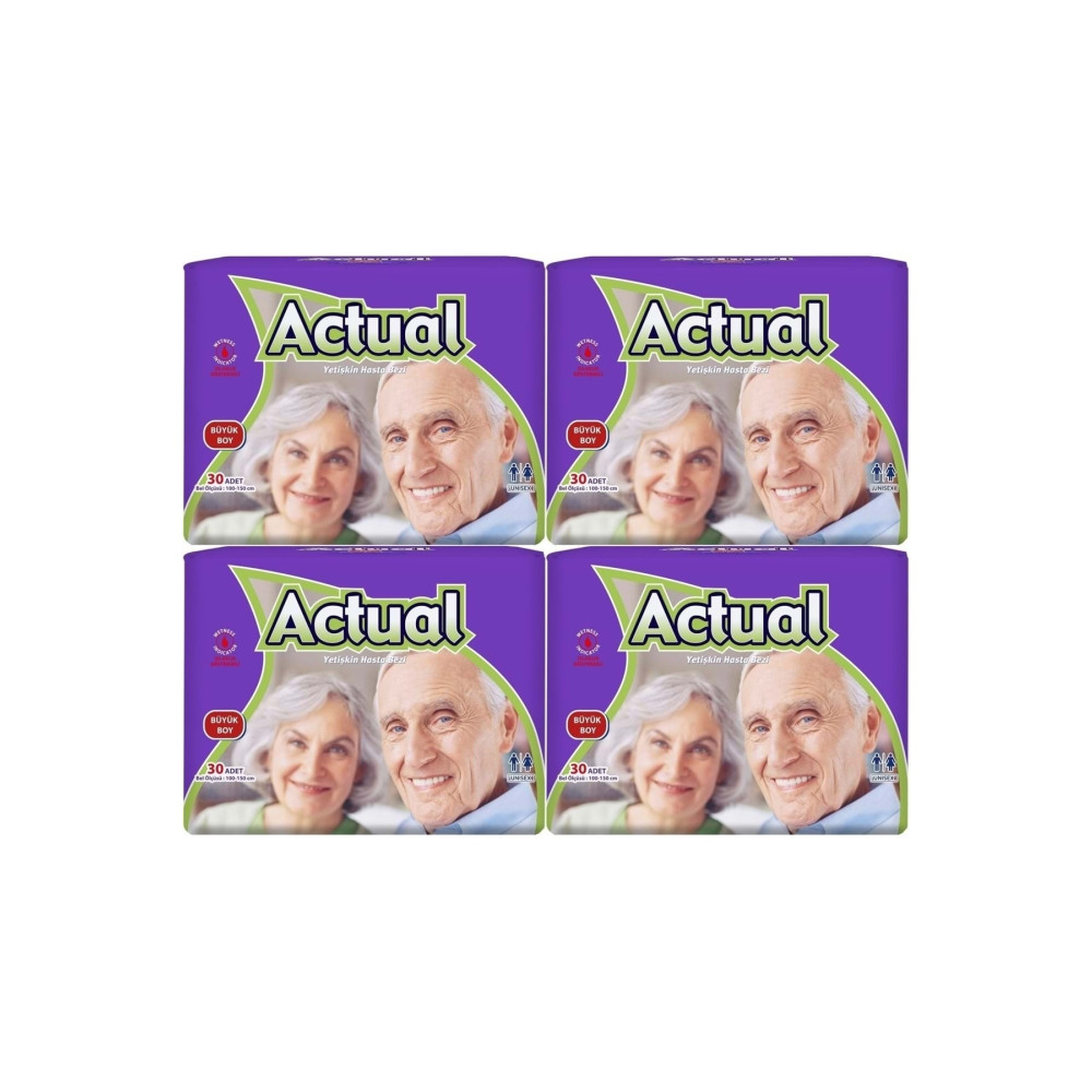 ACTUAL Yetişkin Hasta Bezi Bel Bantlı L-büyük 120 Adet (4pk*30) Hasta Bezleri ve Temizliği Fiyatı