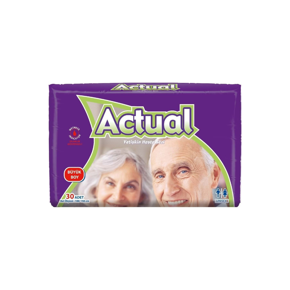ACTUAL Yetişkin Hasta Bezi Bel Bantlı L-büyük 30 Adet Hasta Bezleri ve Temizliği Fiyatı