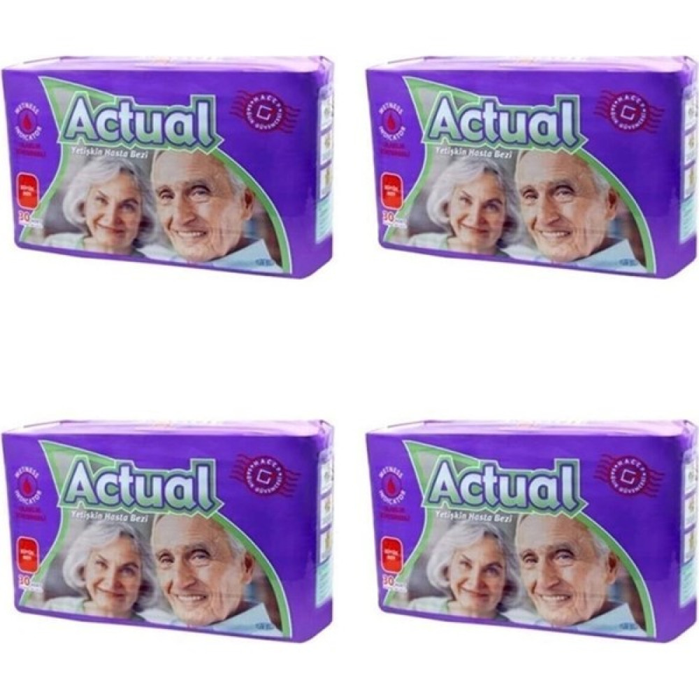 Actual Yetişkin Hasta Bezi Bel Bantlı L-Büyük 30 Adet x 4 Hasta Bezleri ve Temizliği Fiyatı