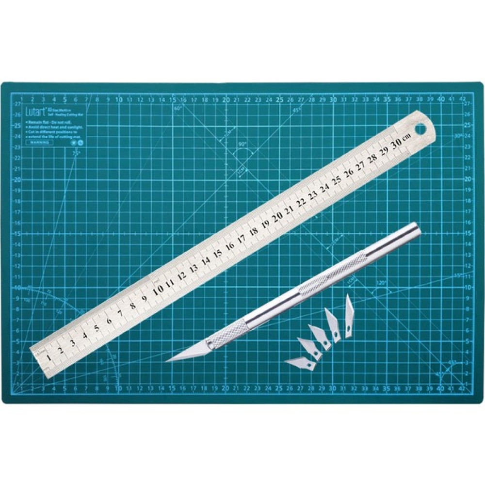 Acuto Çift Taraflı Kesim Altlığı A3 Kesim Matı Kretuar Bıçağı 5 Yedek Çelik Cetvel 30CM A3 Kesim Set Cetvel Fiyatı