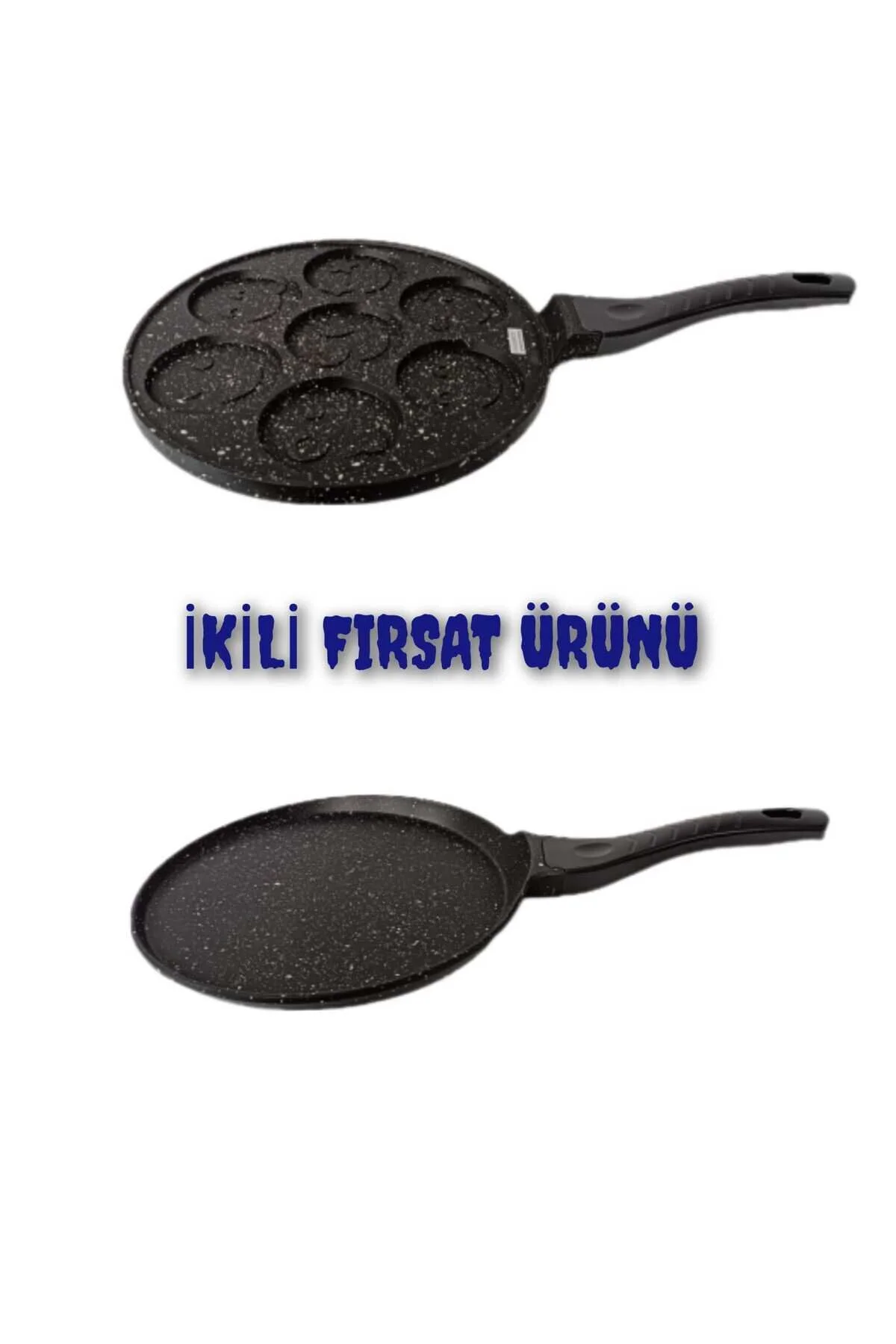 ADA 2Lİ DÖKÜM KREP TAVASI VE PANKEK TAVASI YANMAZ YAPIŞMAZ EMOJİLİ PANKEK" Tavalar Fiyatı