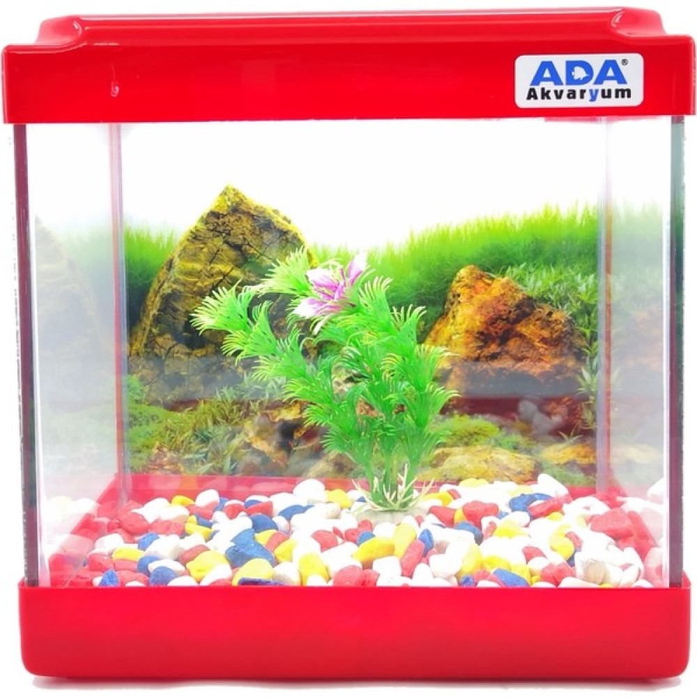 Ada Akvaryum Mini Akvaryum Kırmızı 20X20X15 Akvaryum Renkli Çakıl Plastik Bitki Arka Fon Evcil Hayvan Ürünleri Fiyatı