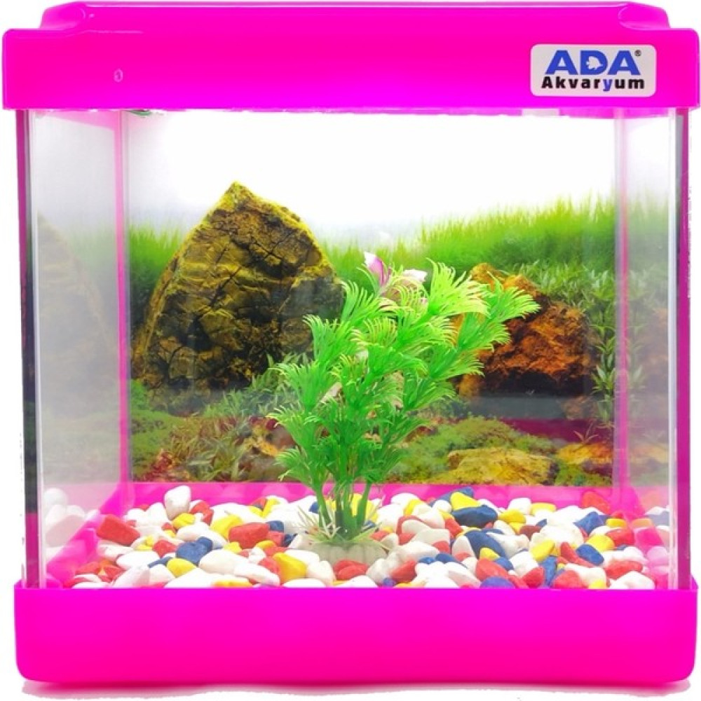 Ada Akvaryum Mini Akvaryum Pembe 20X20X15 Akvaryum Renkli Çakıl Plastik Bitki Arka Fon Evcil Hayvan Ürünleri Fiyatı