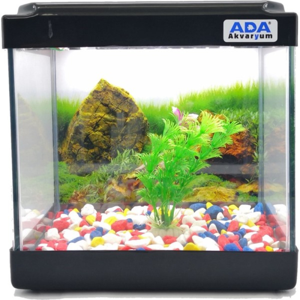 Ada Akvaryum Mini Akvaryum Siyah 20X20X15 Akvaryum Renkli Çakıl Plastik Bitki Arka Fon Evcil Hayvan Ürünleri Fiyatı