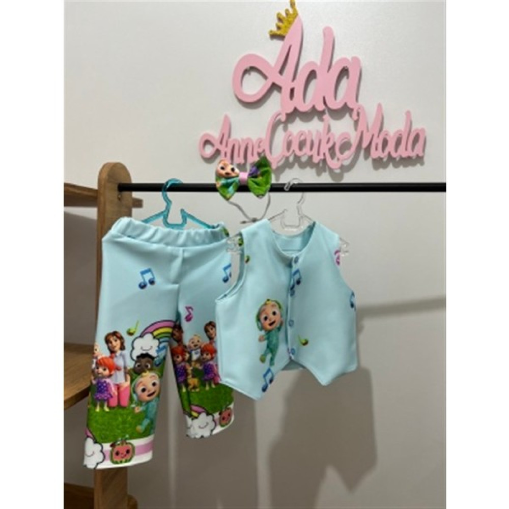 Ada Anne Çocuk Moda Erkek Çocuk Cocomelon Pantalon Yelek Papyon Takım Kız Çocuk Giyim Takımı Fiyatı